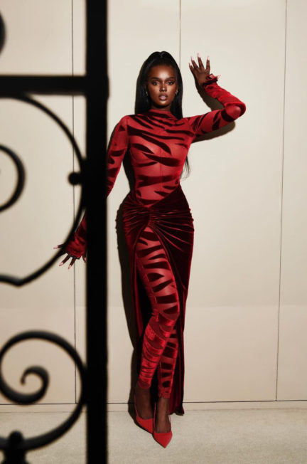 Duckie Thot Wearing Laquan Smith FW21