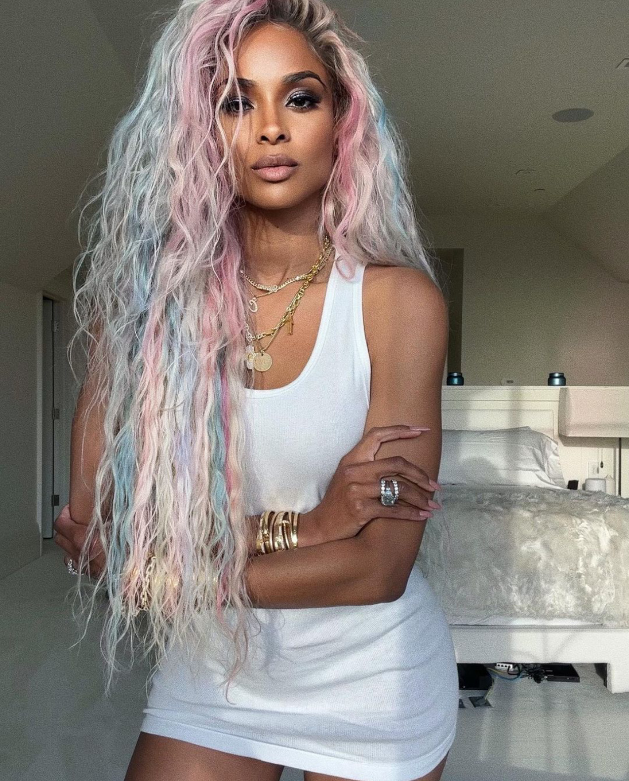 Unicorn Hair Color -Ciara’s Vivacious Beachy Wave Hair Look!