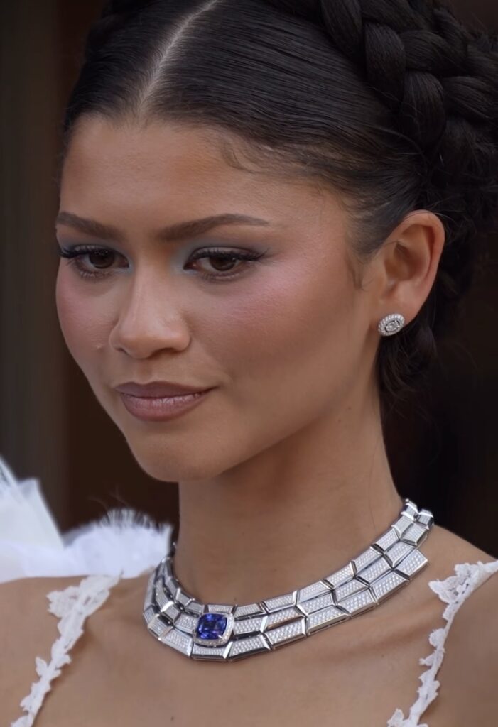Zendaya Wears Messika Miroir du Delta Necklace for Paris Premiere of The Odyssey